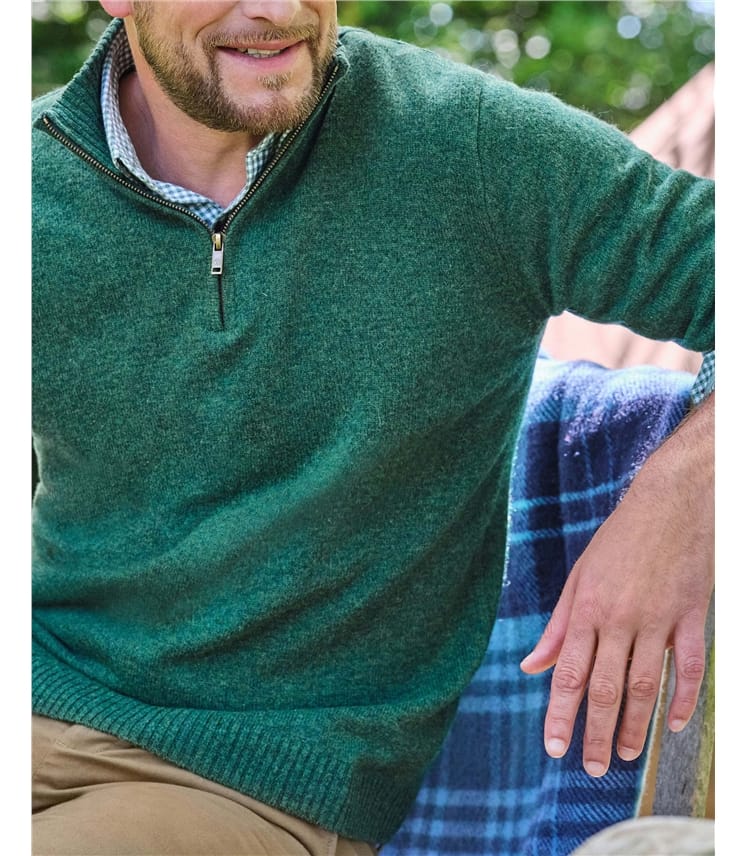Pull à encolure zippée - Homme -Laine d’agneau certifiée 100% RWS