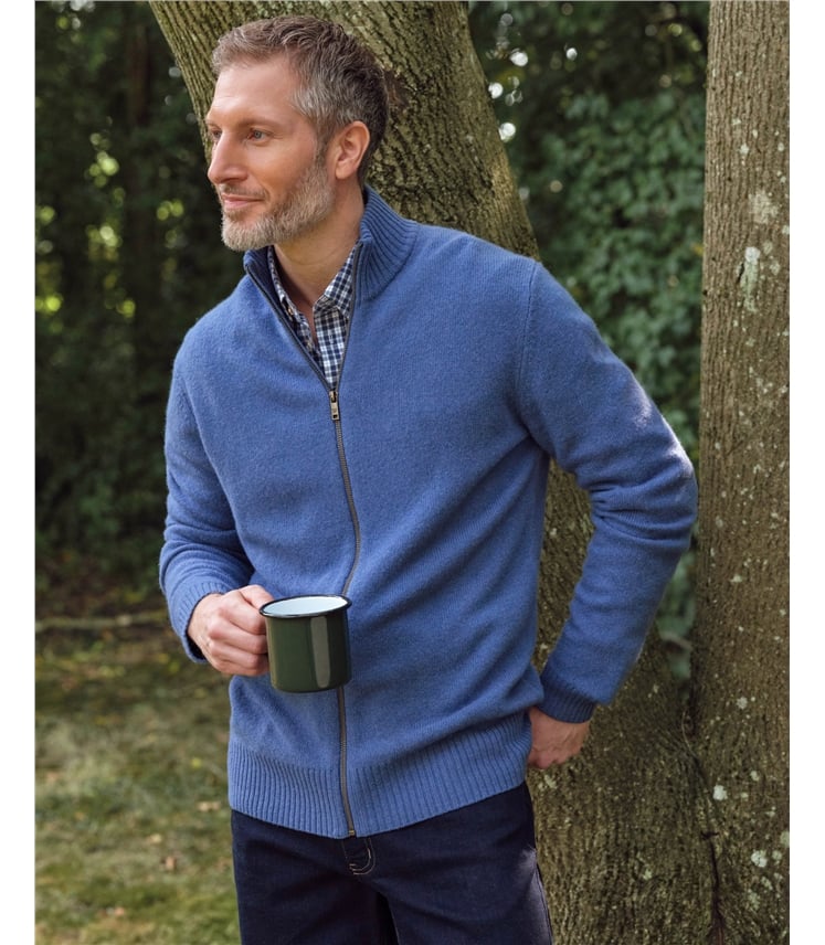 Strickjacke mit Reißverschluss aus Lammwolle für Herren
