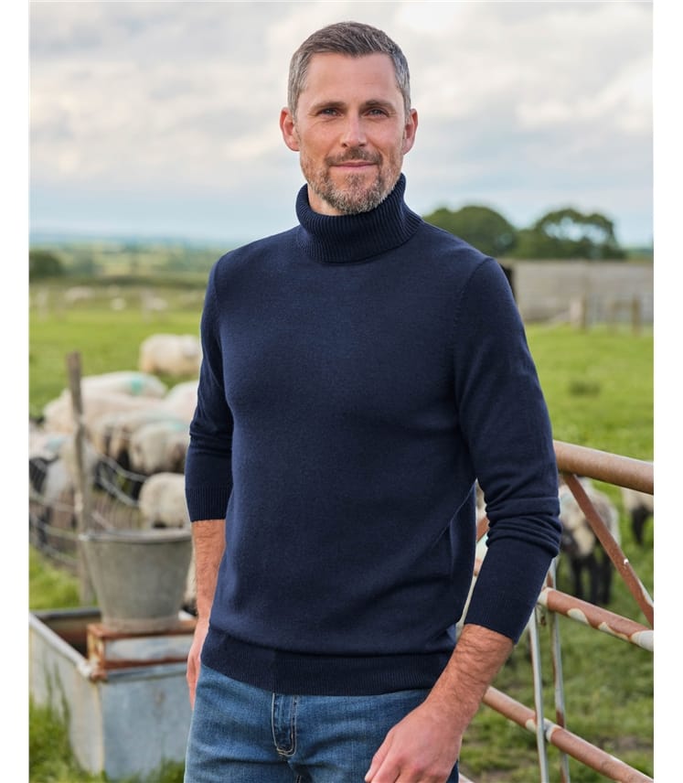 Pull à col roulé - Homme - Cachemire & Mérinos
