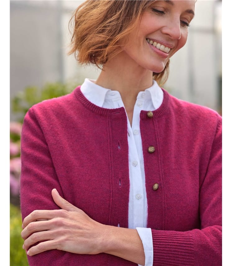 Cardigan à col rond - Femme - Laine d'agneau