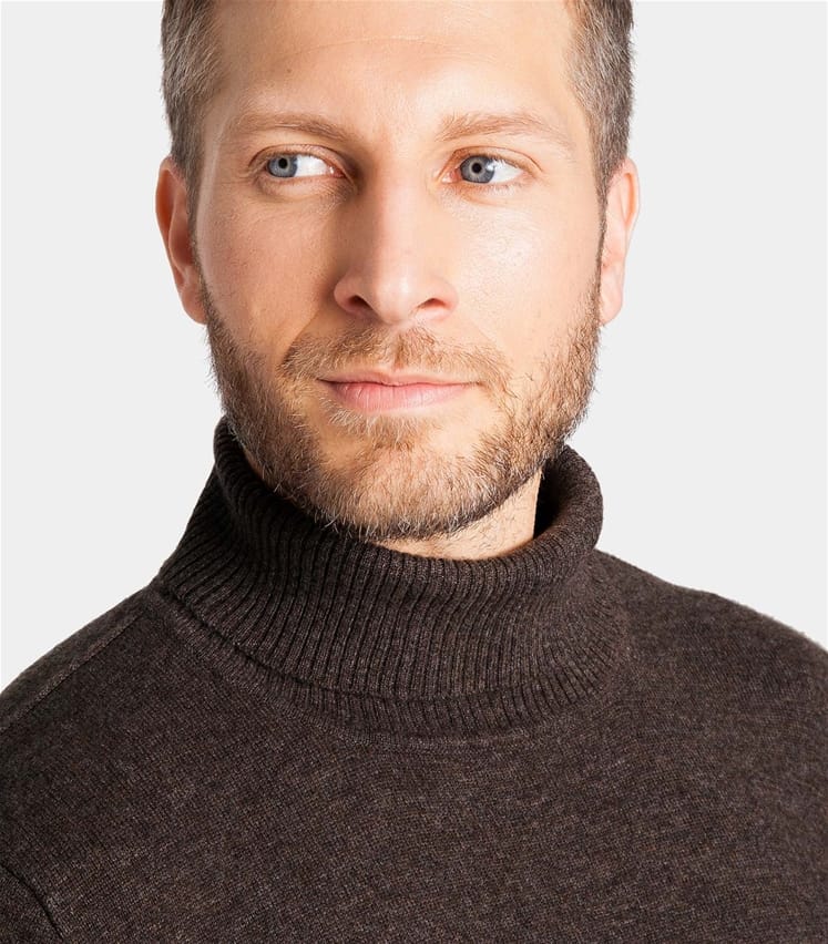 Cashmere and Merino Polo Neck Jumper