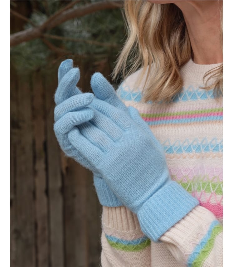 Handschuhe mit Rippbündchen aus reinem Kaschmir für Damen