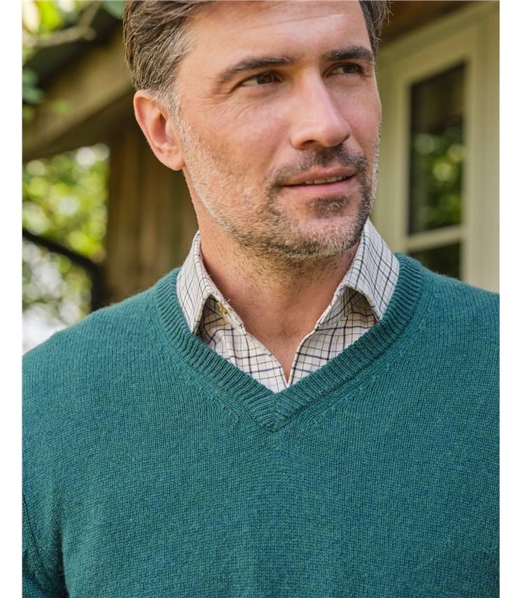 Mens Lambswool V Neck Jumper