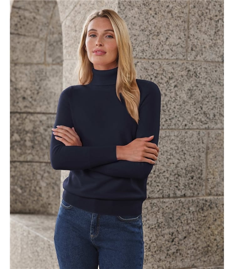 Womens Cashmere Polo Neck Sweater