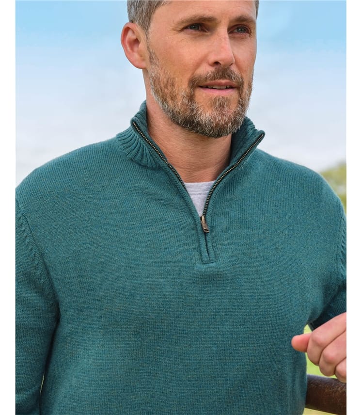 Mens Lambswool Zip Neck Jumper