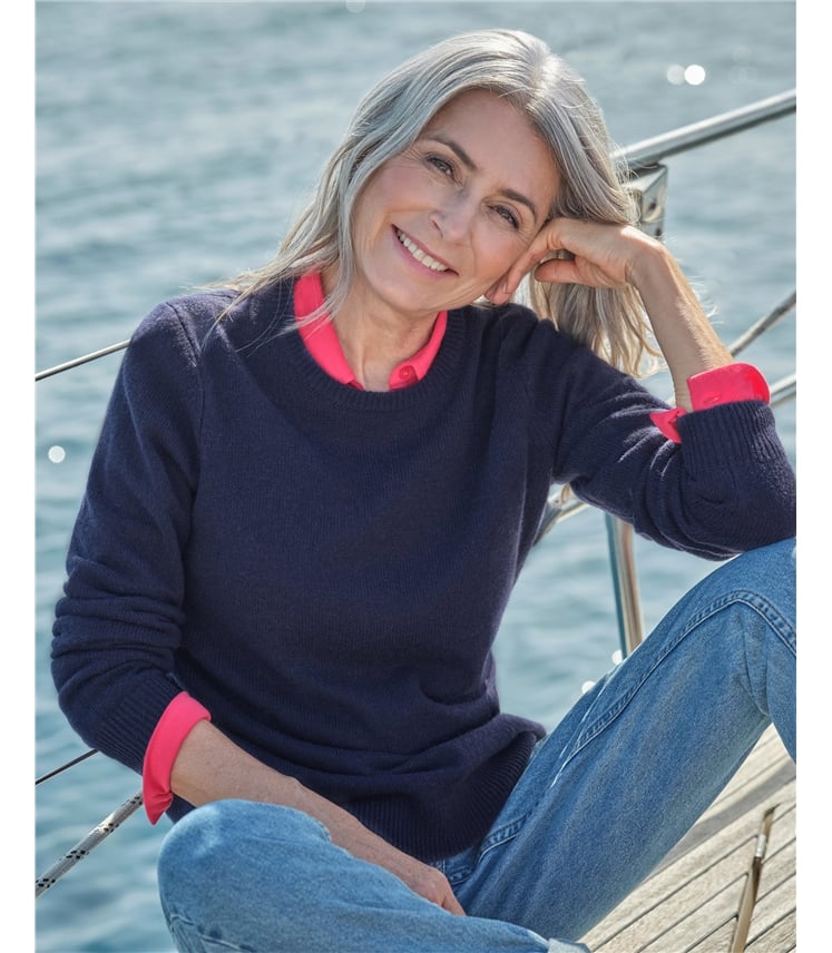 Pullover mit Rundhalsausschnitt aus Lammwolle für Damen