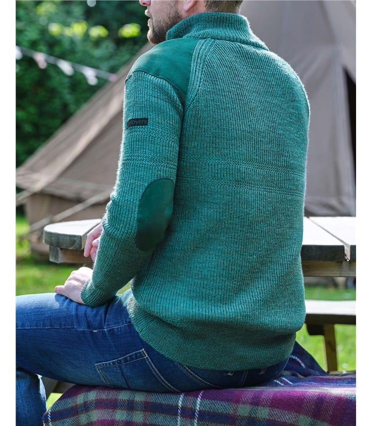 Hillwalker-Pullover mit kurzem Reißverschluss aus reiner Wolle für Herren