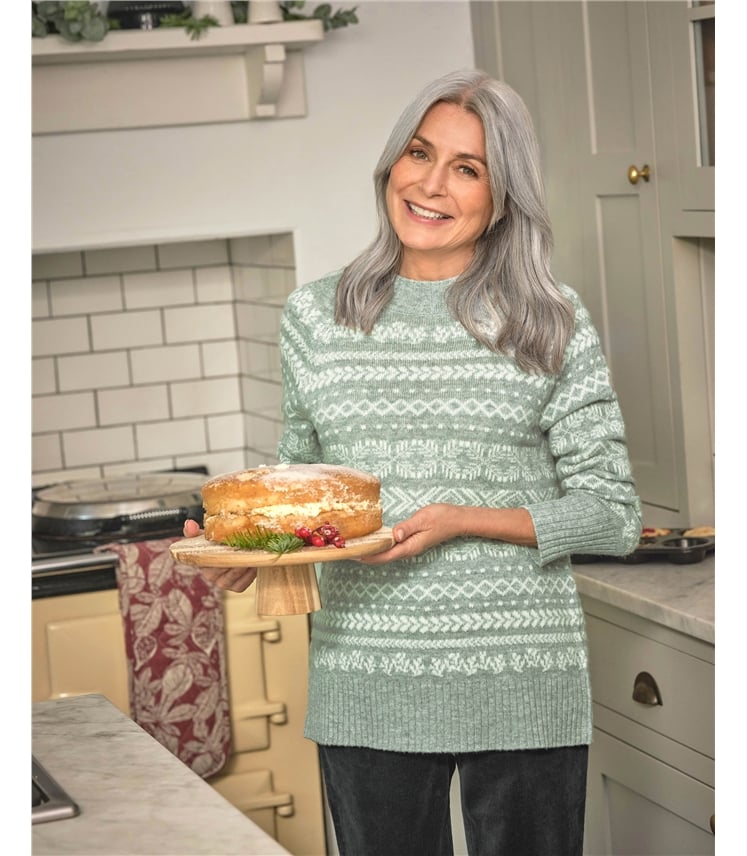 Nordischer Fairisle-Pullover in einfarbigem Design