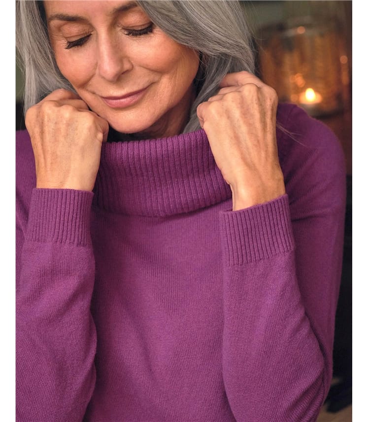 Cashmere And Merino Long Sleeve Cowl Neck Jumper
