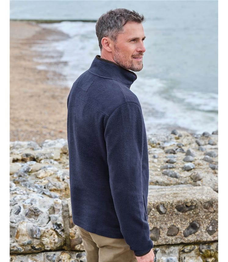 Navy | Organic Cotton Half Zip Fleece | WoolOvers UK