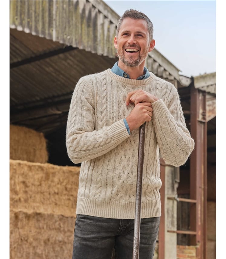 Pullover mit Aranmuster aus reiner Wolle für Herren