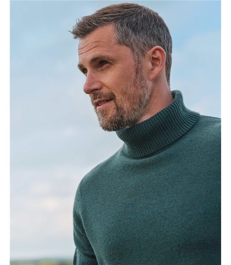 Cashmere and Merino Polo Neck Jumper