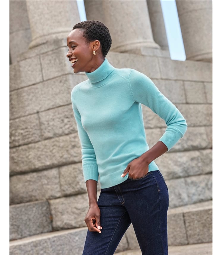Womens Cashmere Polo Neck Sweater