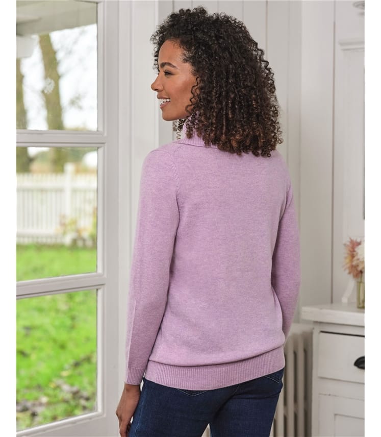 Pull col boule à manches longues - Femme - Cachemire & Mérinos