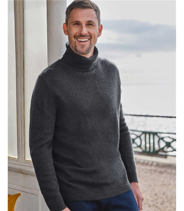 Rollkragenpullover aus Lammwolle für Herren