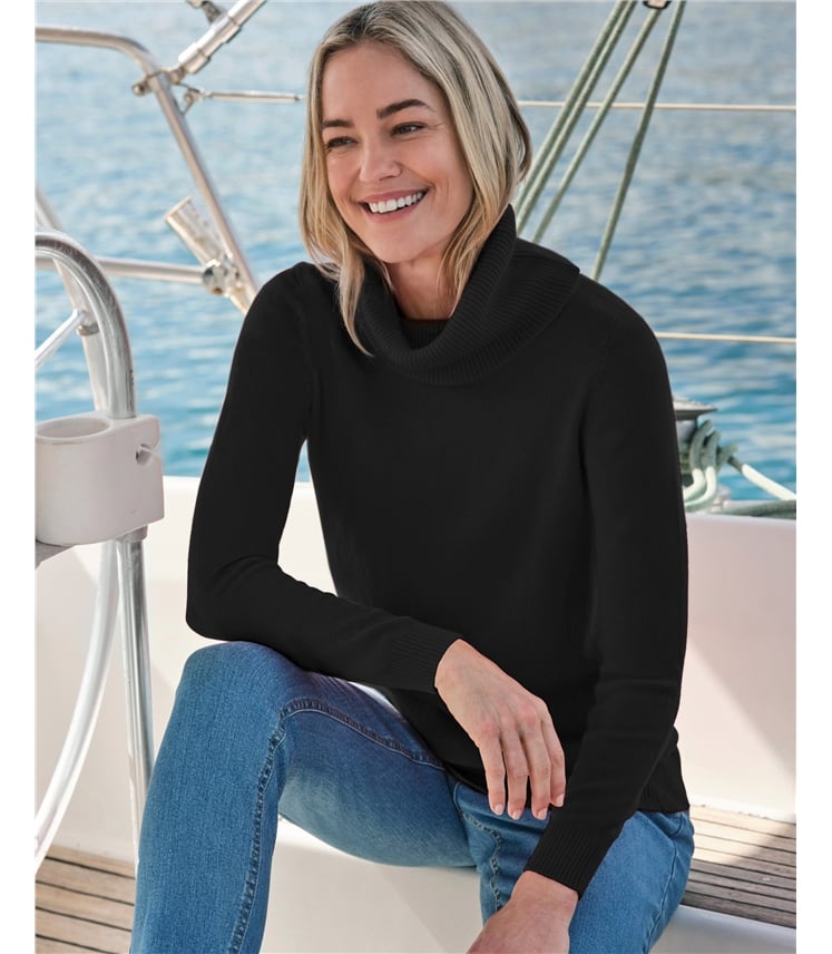 Pullover mit Wasserfallausschnitt aus Kaschmir und Merinowolle für Damen