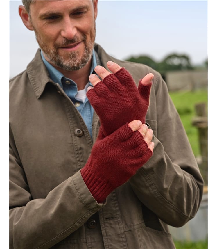 Gants à doigts ouverts en laine d'agneau pour homme