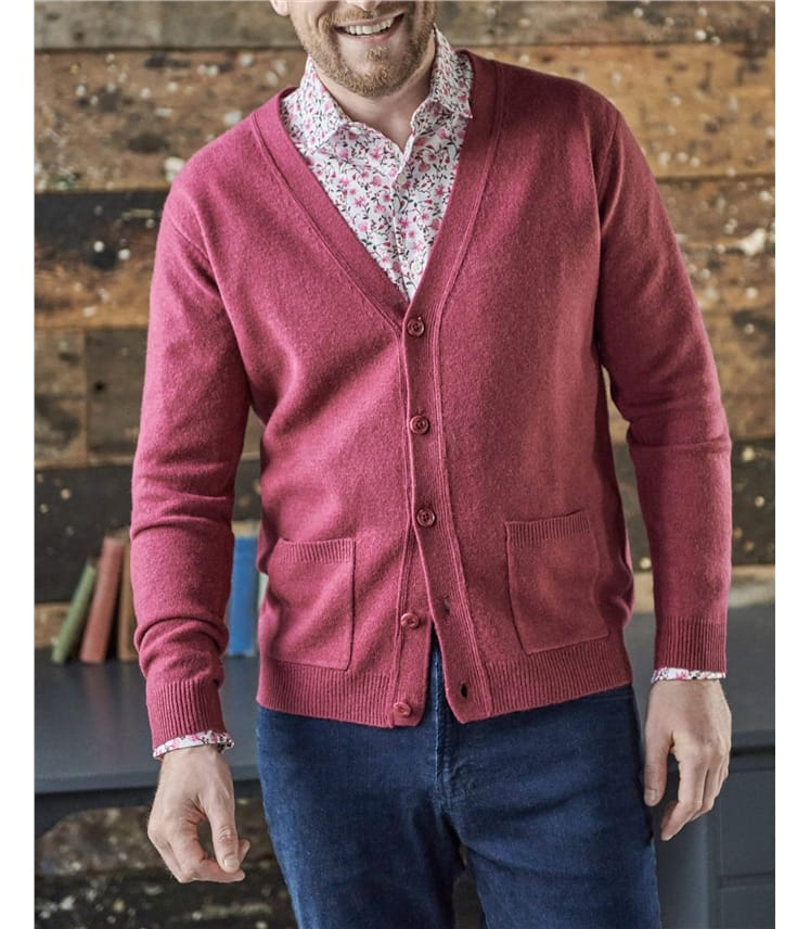 Strickjacke mit V-Ausschnitt aus Lammwolle für Herren