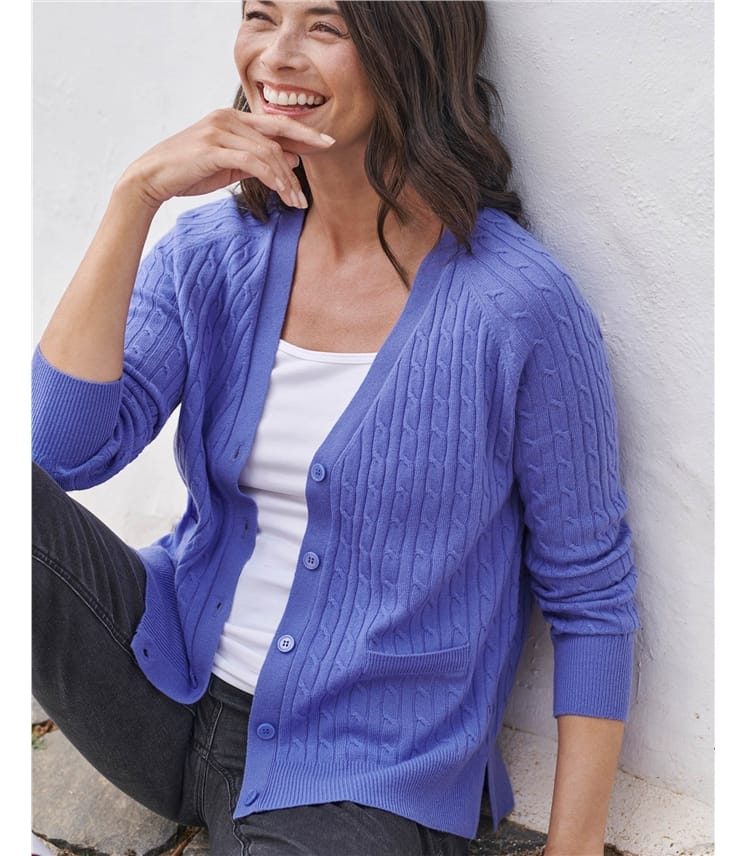Cable V Neck Cardigan