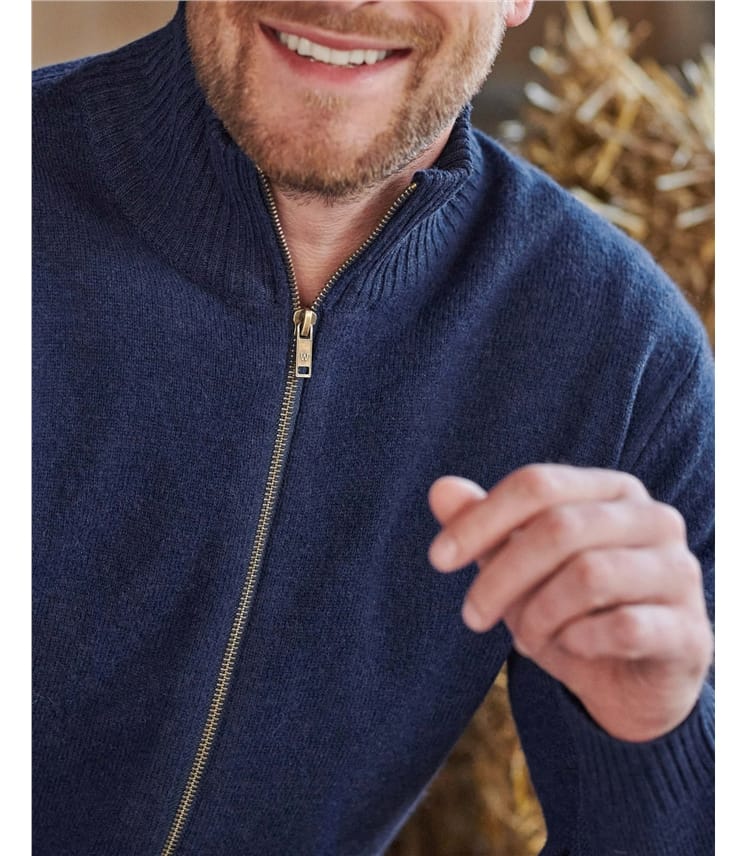 Mens Lambswool Lincoln Zipper Cardigan