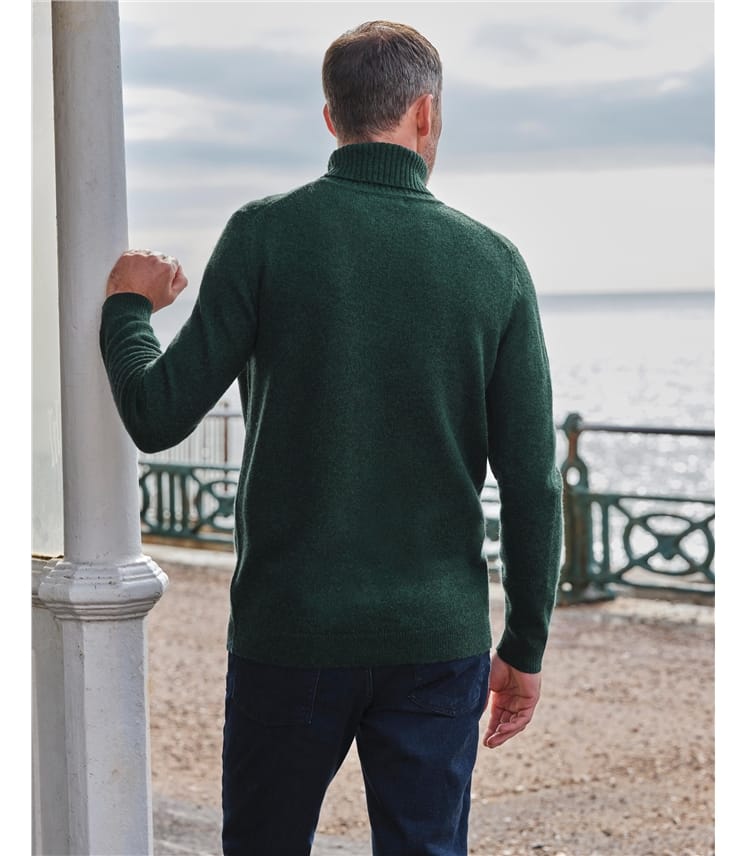 Forest Green, Mens Lambswool Turtle Neck Sweater