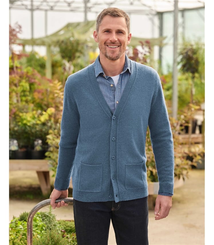 Mens Lambswool V Neck Cardigan
