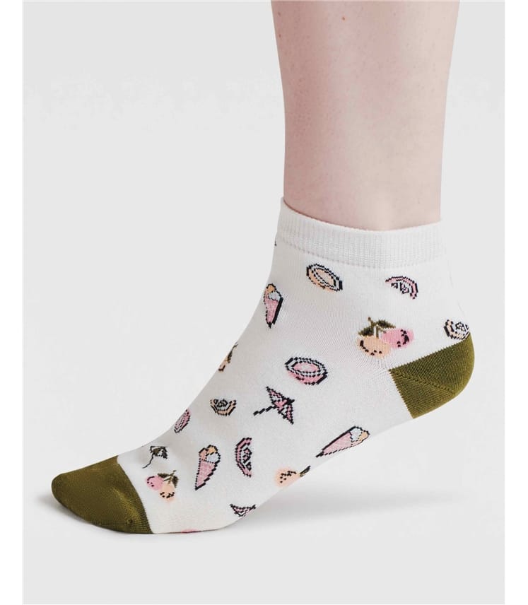 Dixie Ice Cream Chaussettes à la cheville en bambou pour femmes