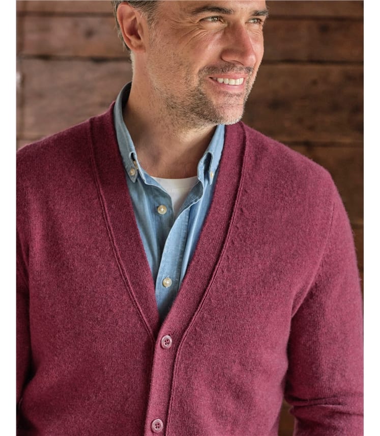 Mens Lambswool V Neck Cardigan