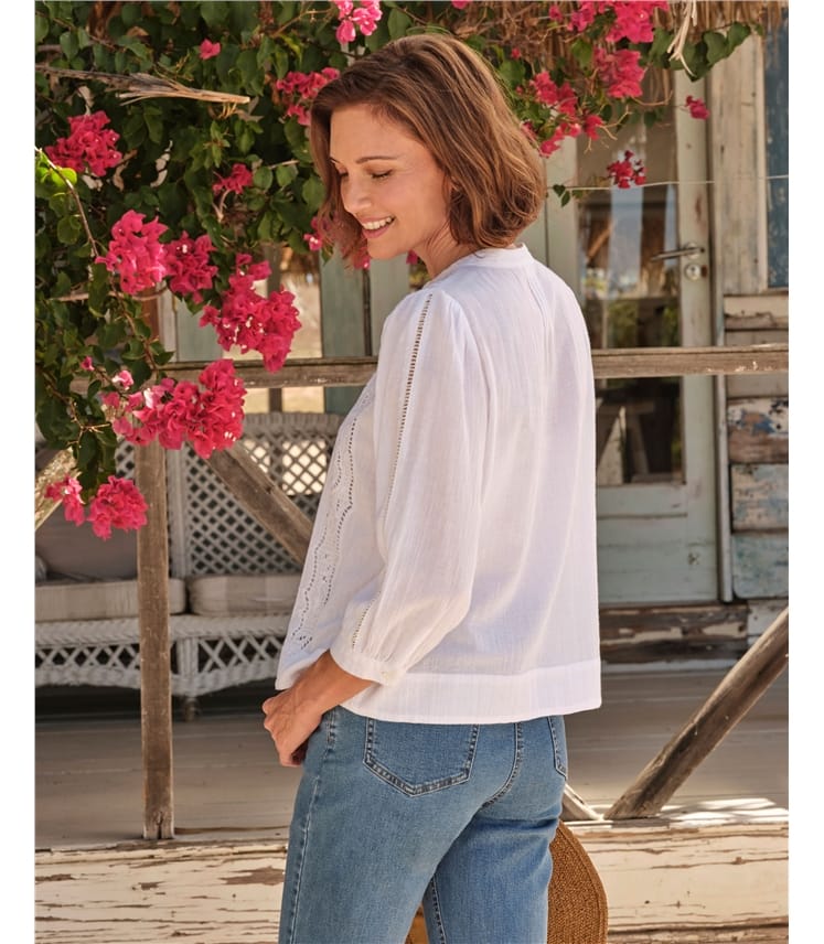 Ladder Sleeve Broderie Insert Shirt