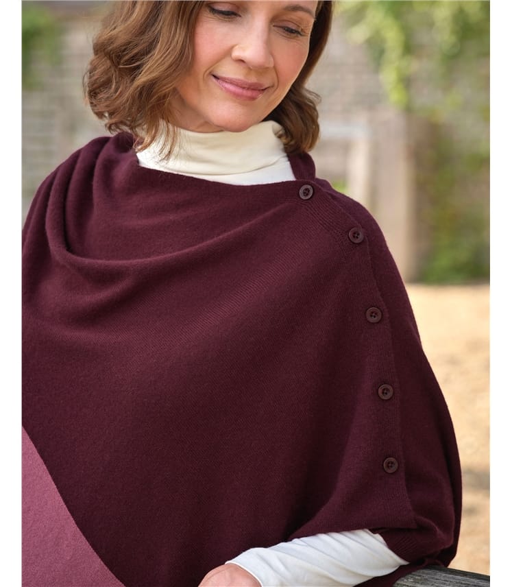 Poncho mit Knöpfen aus Kaschmir & Merinowolle