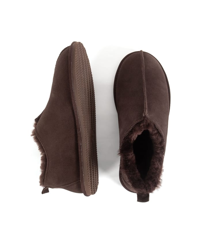 Chocolate | Mens Suede & Sheepskin Short Boot | WoolOvers US