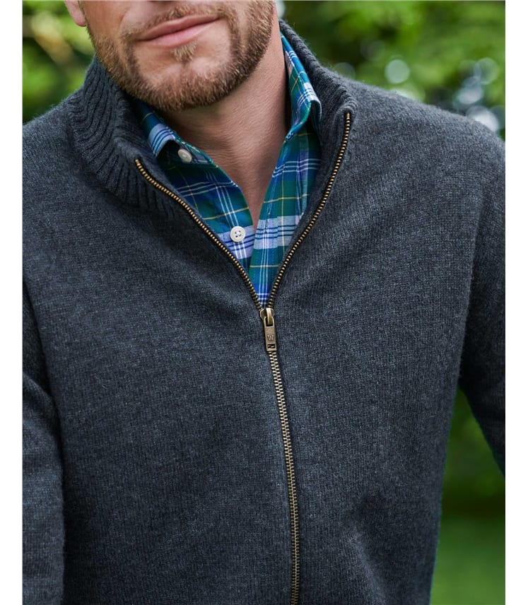 Mens Lambswool Lincoln Zipper Cardigan