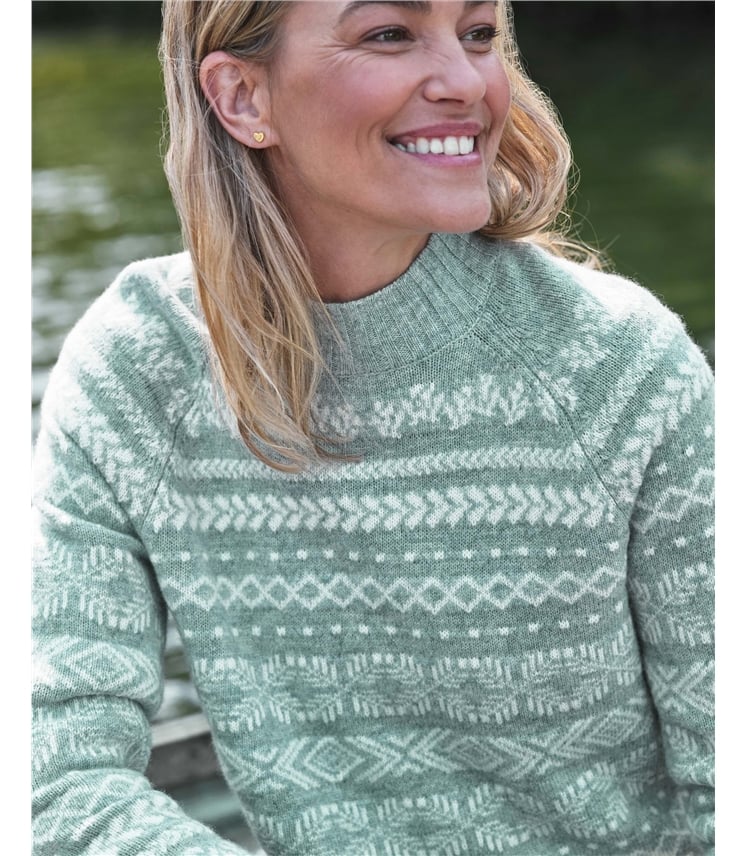 Nordischer Fairisle-Pullover in einfarbigem Design