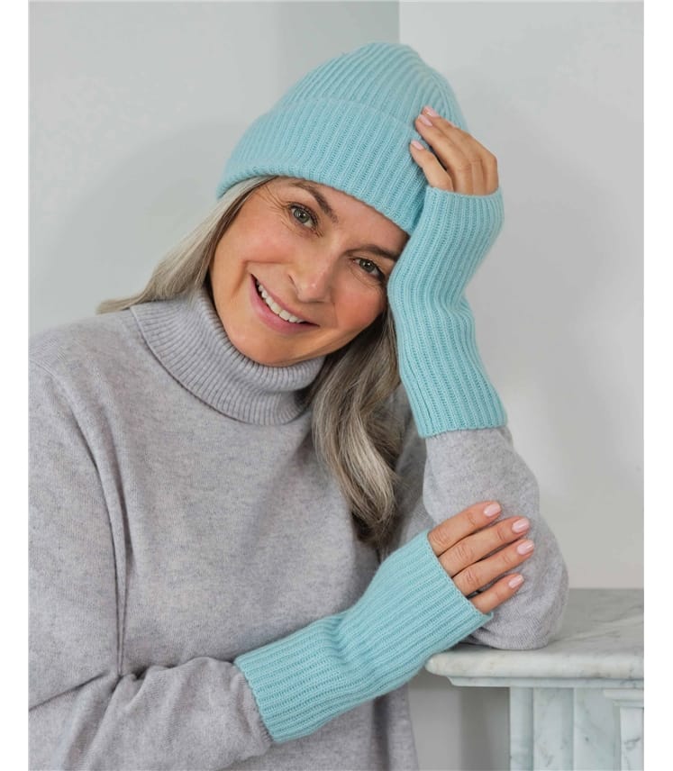 Bonnet long tricoté pour femme (100% cachemire)