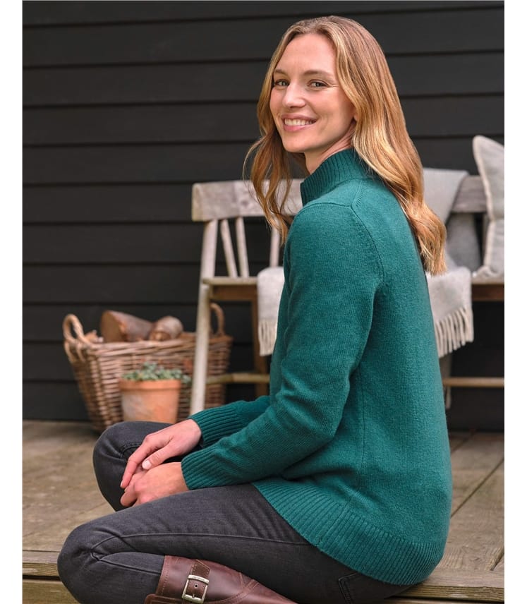 Strickjacke mit Reißverschluss aus Lammwolle für Damen