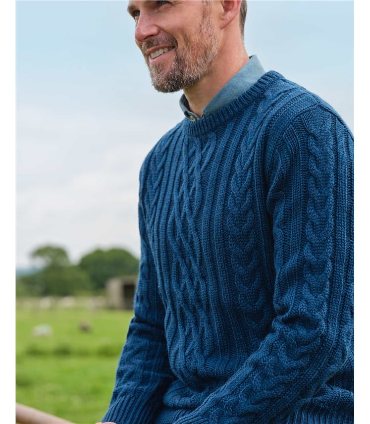 Pullover mit Aranmuster aus reiner Wolle für Herren