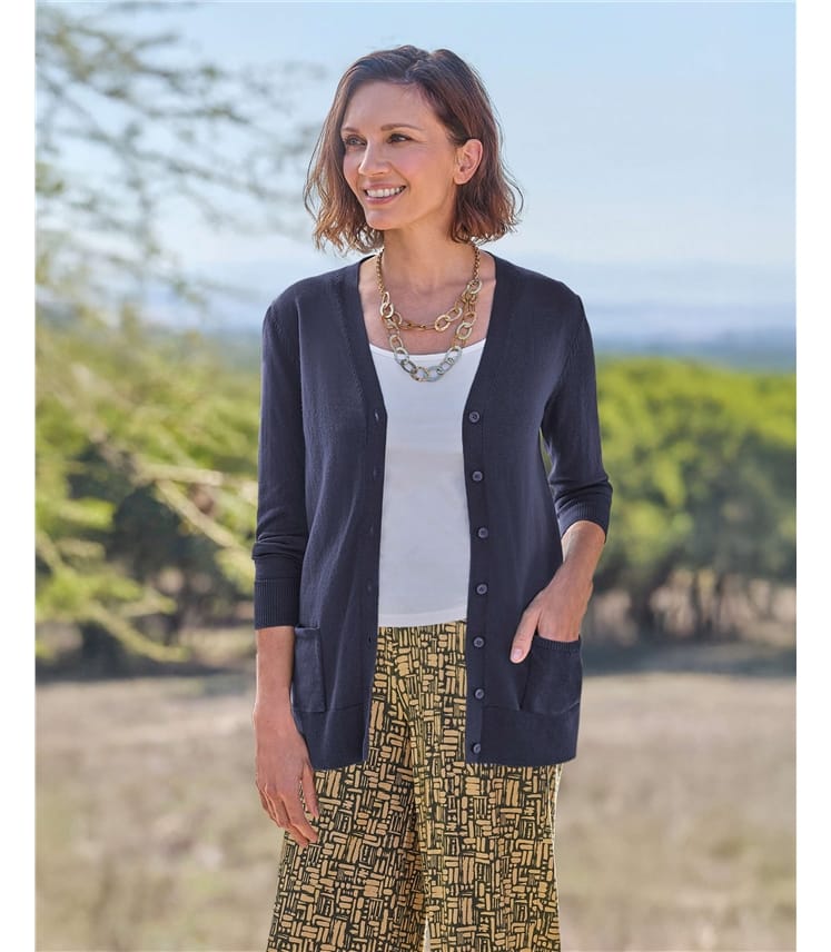 Long V Neck Cardigan