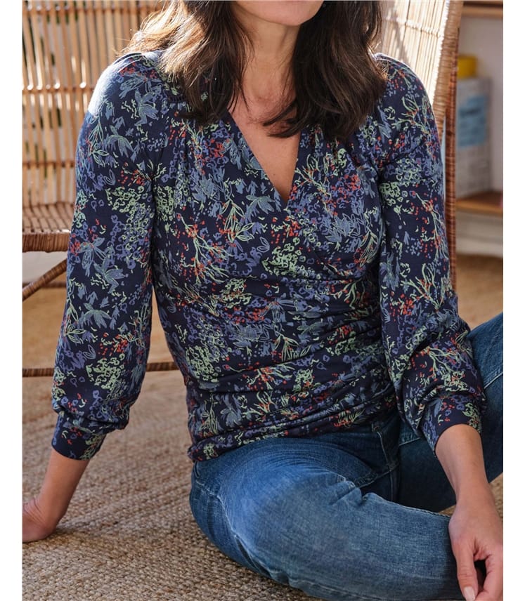 Cassia Tencel™ Printed Wrap Top