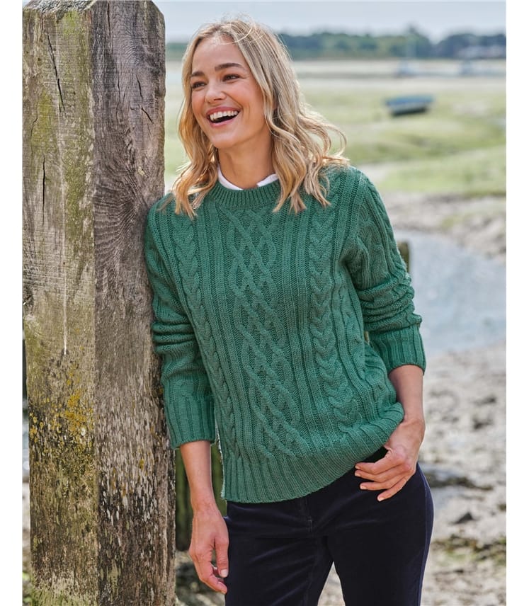 Pull irlandais à col rond - Femme - Pure Laine