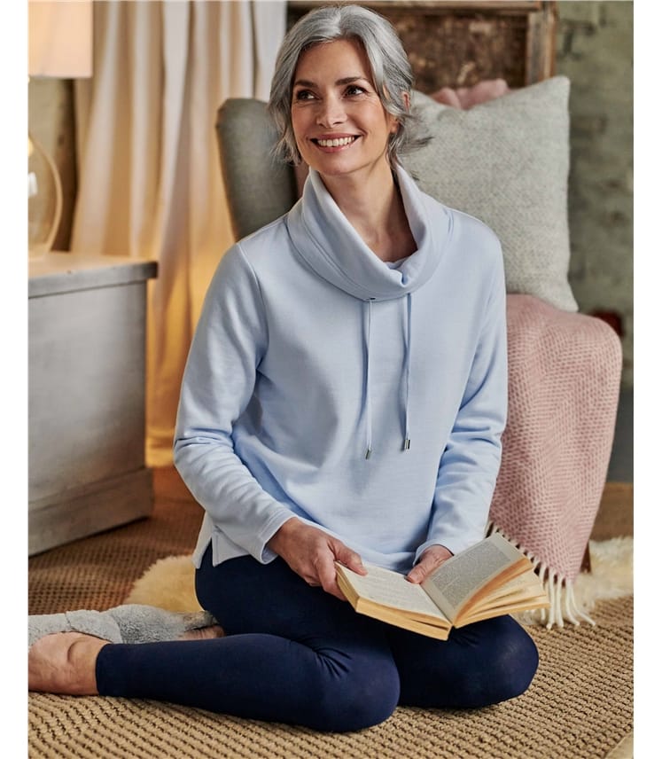 Soft Blue | Cowl Neck Sweatshirt | WoolOvers AU