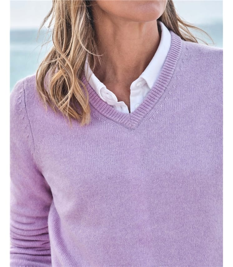 Pull à col V - Femme - Laine d’agneau certifiée 100% RWS