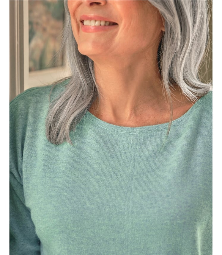 Kaschmirpullover mit U-Boot-Ausschnitt für Damen