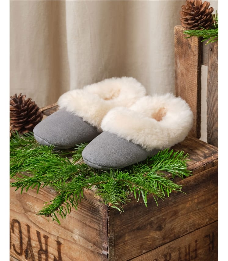 Sheepskin Collar Ballerina Slippers