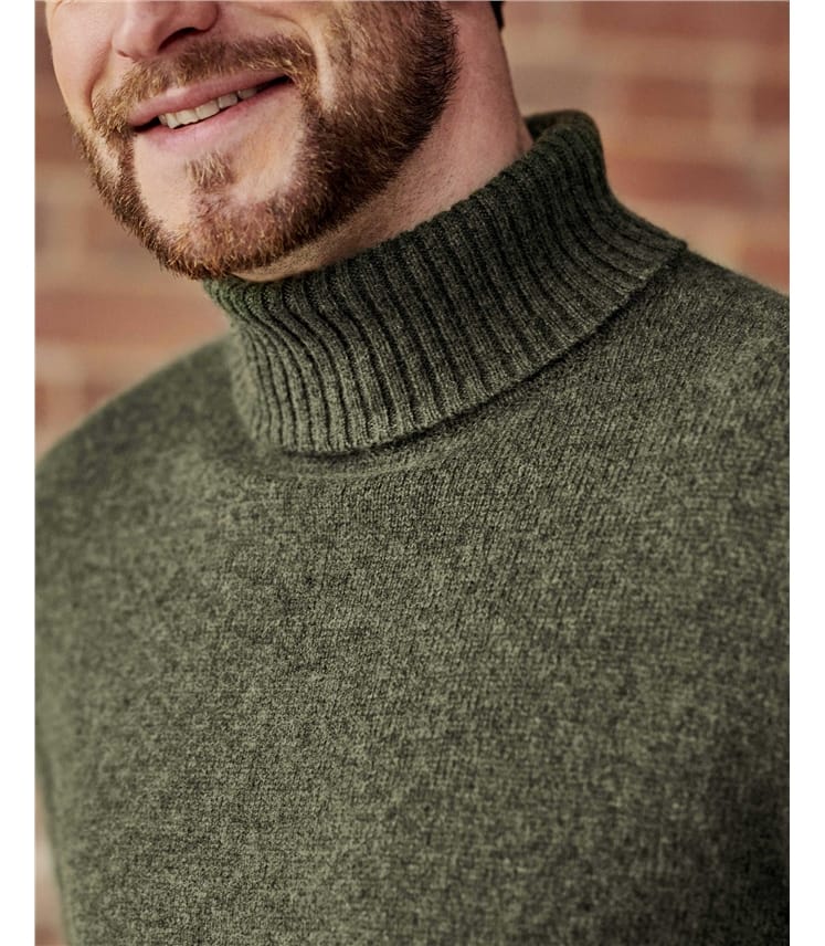 Mens Lambswool Polo Neck Jumper