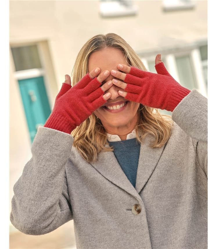 Fingerlose Handschuhe aus Lammwolle für Damen