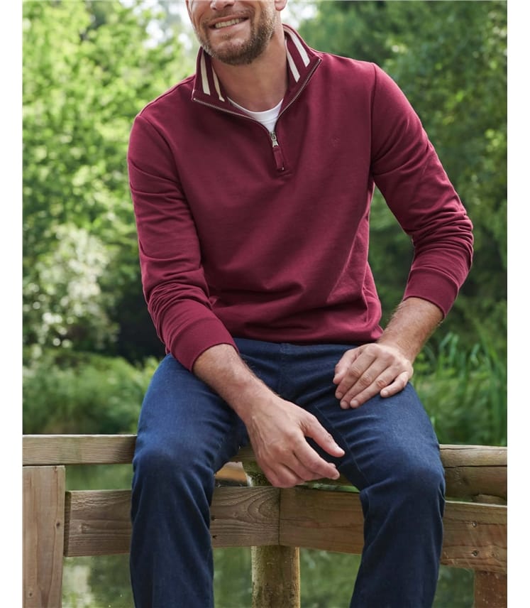 Plum Cotton Half Zip Jumper WoolOvers AU