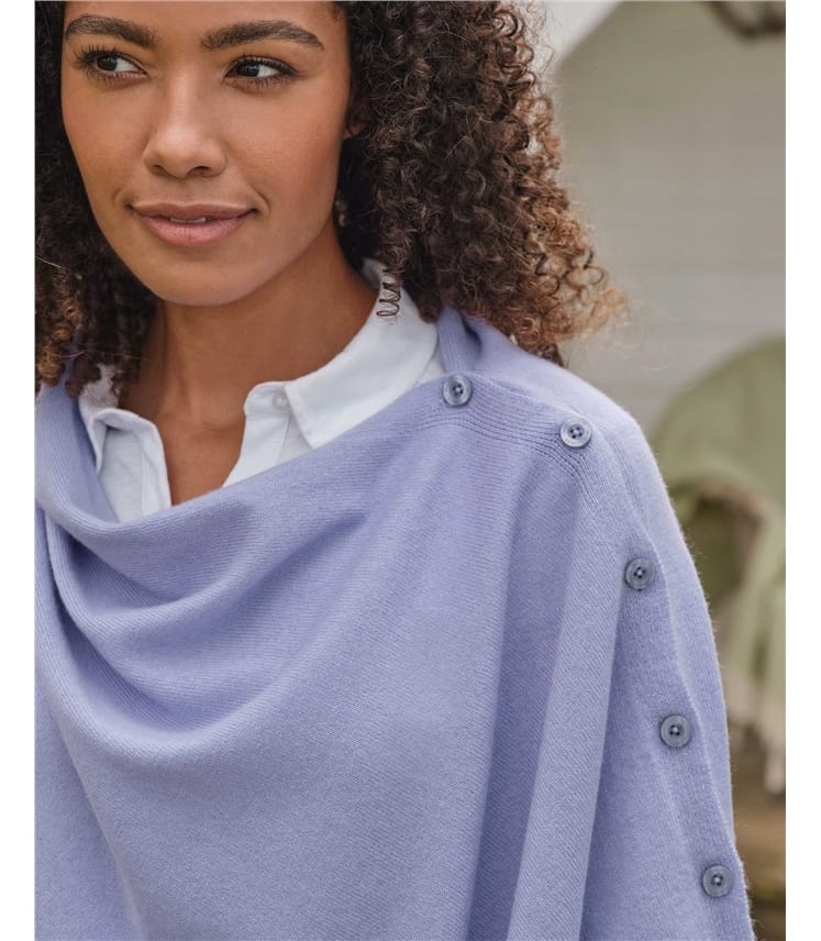 Cashmere Merino Blend Button Poncho