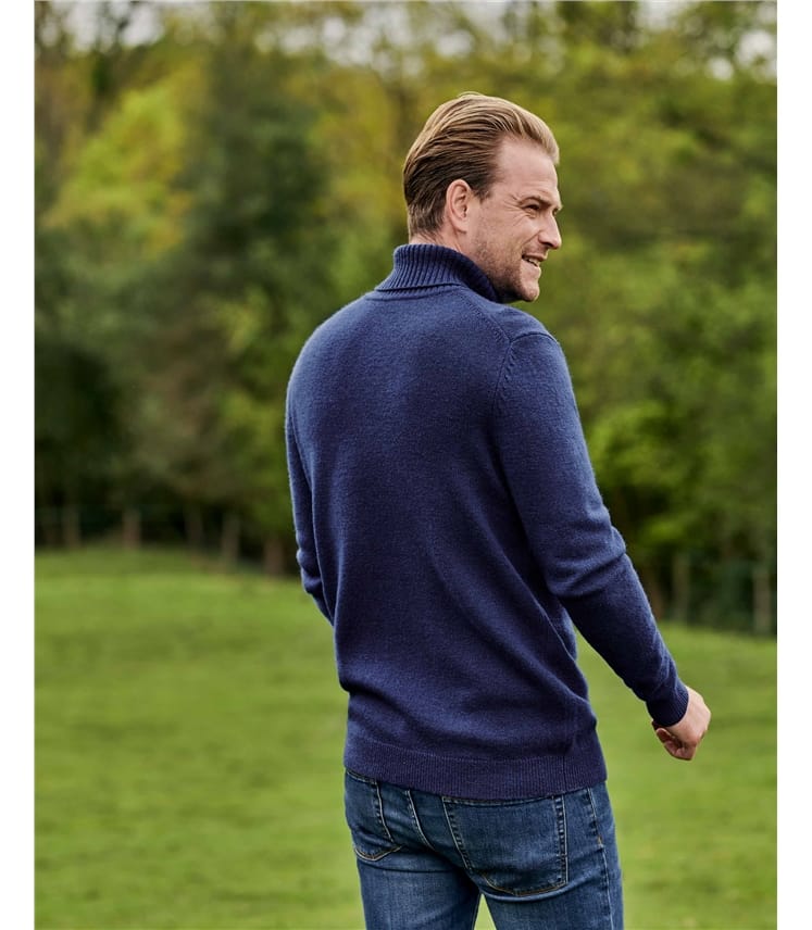 for Men Blue Superdry Lambswool Roll Neck Jumper in Navy Mens Clothing Sweaters and knitwear Turtlenecks 