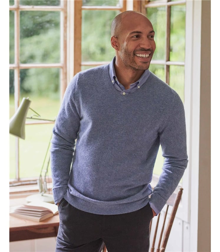 Herren Bekleidung Pullover und Strickware V-Ausschnitt Pullover Lodenfrey Cashmere-Pullover in Grau für Herren 