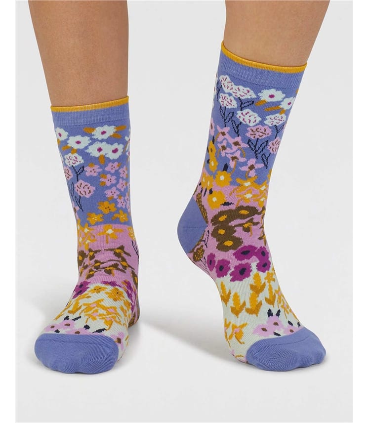 Socken aus Bio-Baumwolle, geblümt – Marguerite
